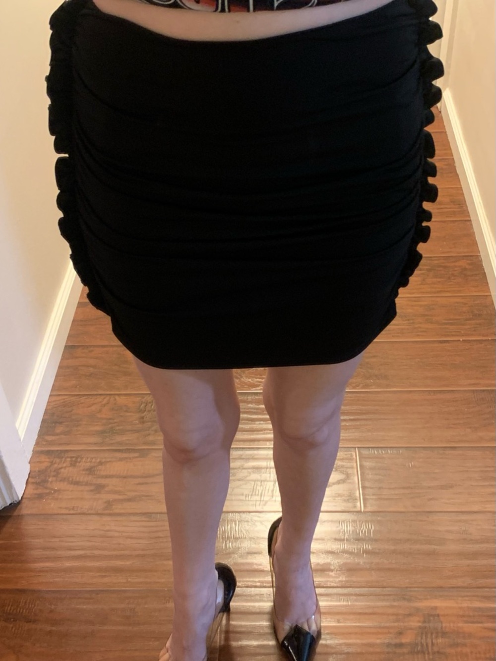 AFRM Black Side-Ruched Mini Skirt